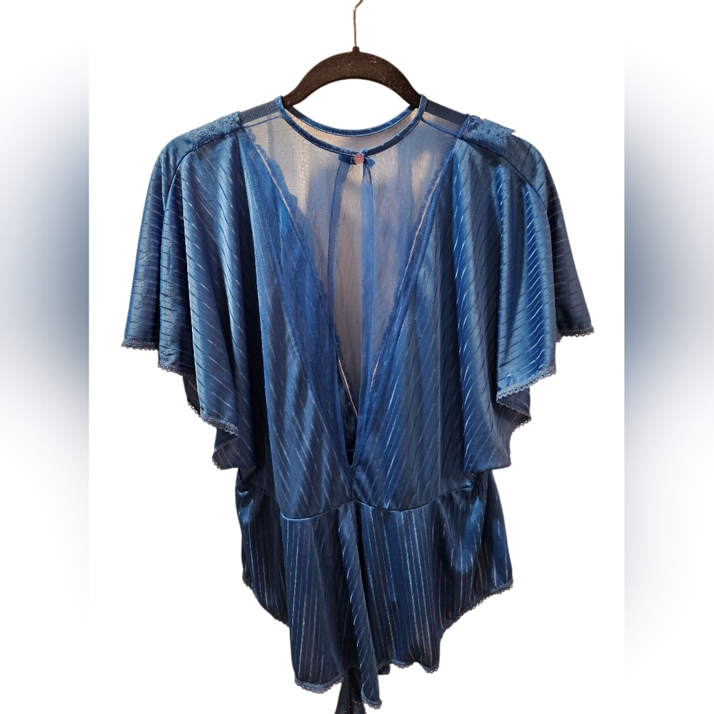 Vintage Elissia Blue Ruffled Women's Top - Picture 2 of 5
